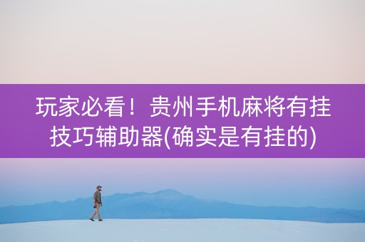 玩家必看！贵州手机麻将有挂技巧辅助器(确实是有挂的)