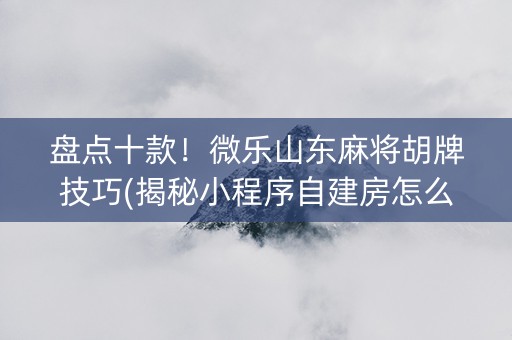 盘点十款！微乐山东麻将胡牌技巧(揭秘小程序自建房怎么赢)