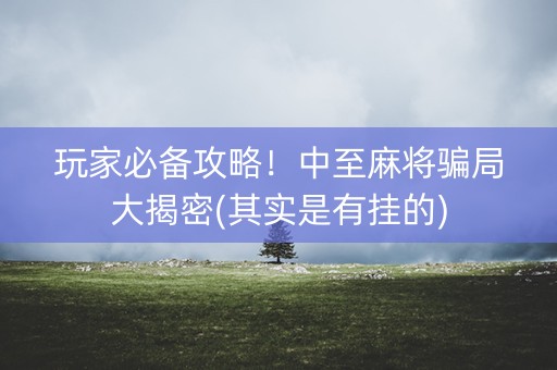 玩家必备攻略！中至麻将骗局大揭密(其实是有挂的)