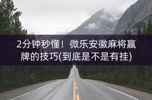 2分钟秒懂！微乐安徽麻将赢牌的技巧(到底是不是有挂)
