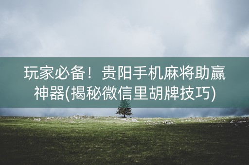 玩家必备！贵阳手机麻将助赢神器(揭秘微信里胡牌技巧)