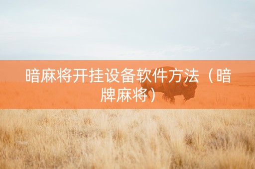 暗麻将开挂设备软件方法（暗牌麻将）