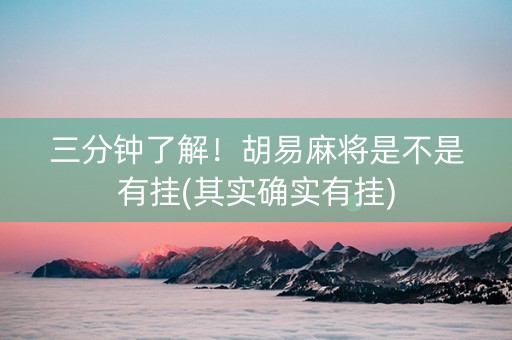 三分钟了解！胡易麻将是不是有挂(其实确实有挂)