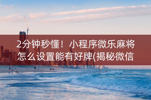 2分钟秒懂！小程序微乐麻将怎么设置能有好牌(揭秘微信里专用神器)