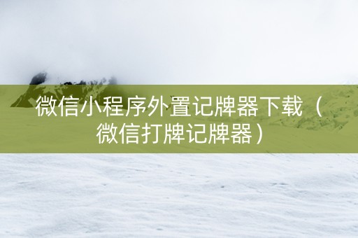 微信小程序外置记牌器下载（微信打牌记牌器）