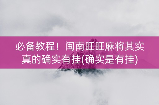 必备教程！闽南旺旺麻将其实真的确实有挂(确实是有挂)