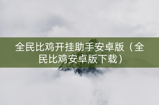 全民比鸡开挂助手安卓版（全民比鸡安卓版下载）