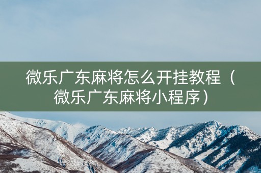微乐广东麻将怎么开挂教程（微乐广东麻将小程序）