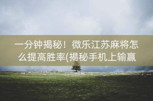 一分钟揭秘！微乐江苏麻将怎么提高胜率(揭秘手机上输赢规律)