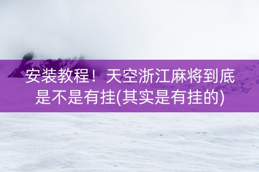 安装教程！天空浙江麻将到底是不是有挂(其实是有挂的)