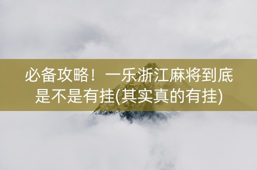 必备攻略！一乐浙江麻将到底是不是有挂(其实真的有挂)