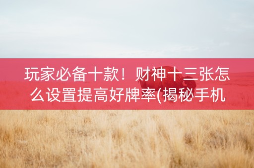 玩家必备十款！财神十三张怎么设置提高好牌率(揭秘手机上系统发好牌)