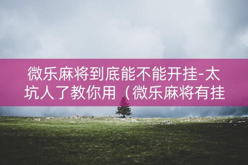 微乐麻将到底能不能开挂-太坑人了教你用（微乐麻将有挂么必赢）