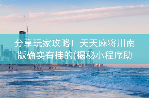 分享玩家攻略！天天麻将川南版确实有挂的(揭秘小程序助赢神器)