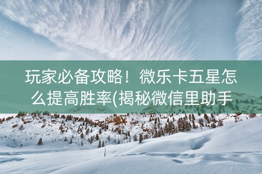 玩家必备攻略！微乐卡五星怎么提高胜率(揭秘微信里助手软件)