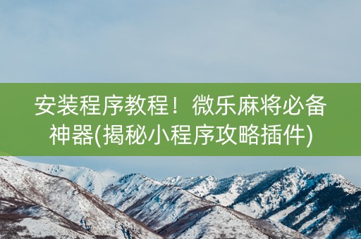 安装程序教程！微乐麻将必备神器(揭秘小程序攻略插件)