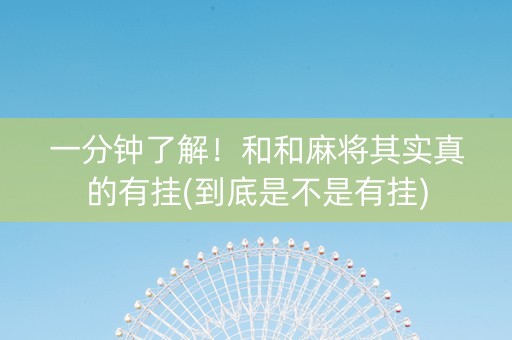 一分钟了解！和和麻将其实真的有挂(到底是不是有挂)