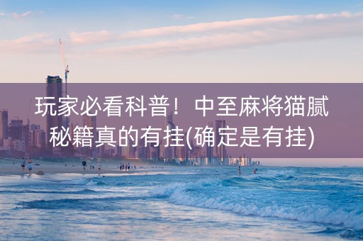 玩家必看科普！中至麻将猫腻秘籍真的有挂(确定是有挂)
