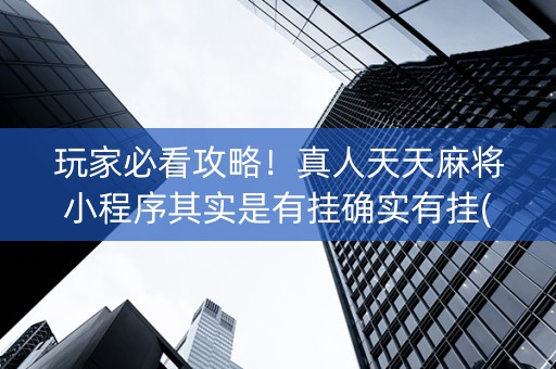 玩家必看攻略！真人天天麻将小程序其实是有挂确实有挂(其实真的确实有挂)