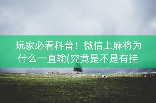 玩家必看科普！微信上麻将为什么一直输(究竟是不是有挂)