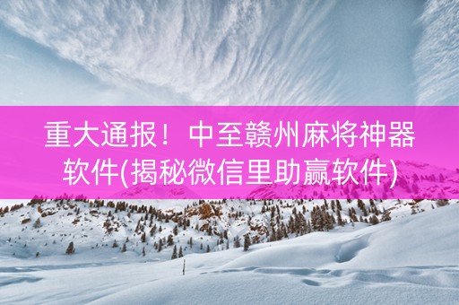重大通报！中至赣州麻将神器软件(揭秘微信里助赢软件)