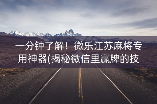 一分钟了解！微乐江苏麻将专用神器(揭秘微信里赢牌的技巧)