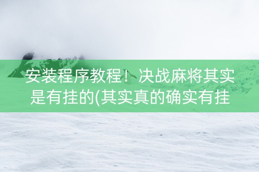 安装程序教程！决战麻将其实是有挂的(其实真的确实有挂)