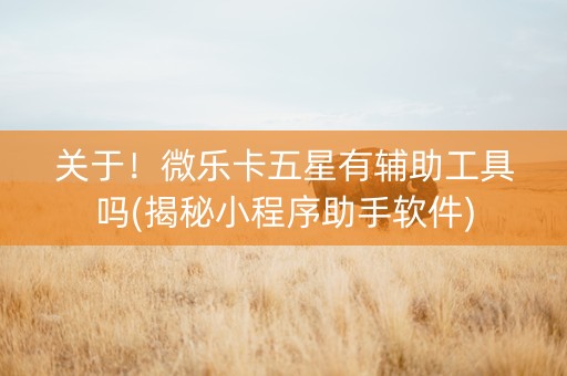 关于！微乐卡五星有辅助工具吗(揭秘小程序助手软件)