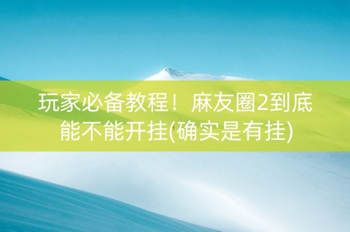 玩家必备教程！麻友圈2到底能不能开挂(确实是有挂)