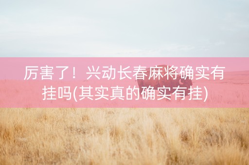 厉害了！兴动长春麻将确实有挂吗(其实真的确实有挂)