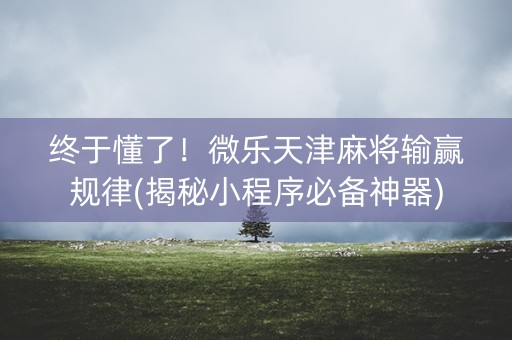 终于懂了！微乐天津麻将输赢规律(揭秘小程序必备神器)