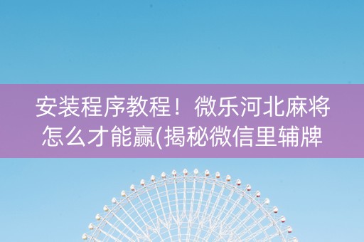 安装程序教程！微乐河北麻将怎么才能赢(揭秘微信里辅牌器)