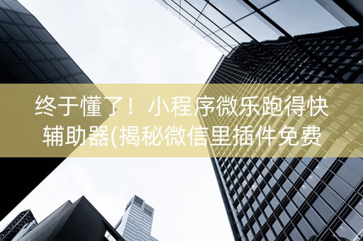终于懂了！小程序微乐跑得快辅助器(揭秘微信里插件免费)