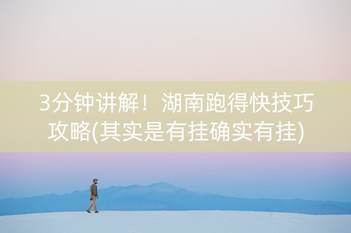 3分钟讲解！湖南跑得快技巧攻略(其实是有挂确实有挂)