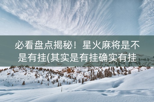 必看盘点揭秘！星火麻将是不是有挂(其实是有挂确实有挂)