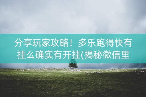 分享玩家攻略！多乐跑得快有挂么确实有开挂(揭秘微信里如何让牌变好)