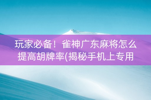 玩家必备！雀神广东麻将怎么提高胡牌率(揭秘手机上专用神器下载)