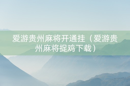 爱游贵州麻将开通挂（爱游贵州麻将捉鸡下载）