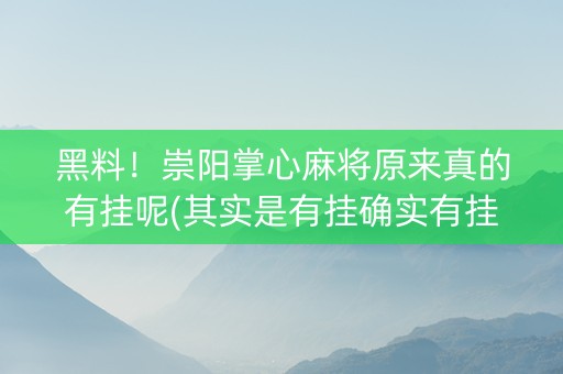 黑料！崇阳掌心麻将原来真的有挂呢(其实是有挂确实有挂)