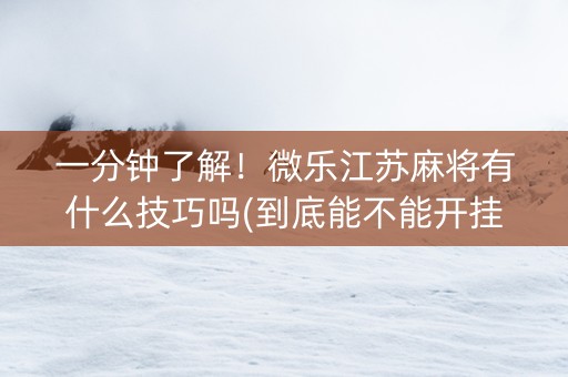 一分钟了解！微乐江苏麻将有什么技巧吗(到底能不能开挂)