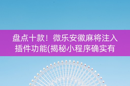盘点十款！微乐安徽麻将注入插件功能(揭秘小程序确实有猫腻)