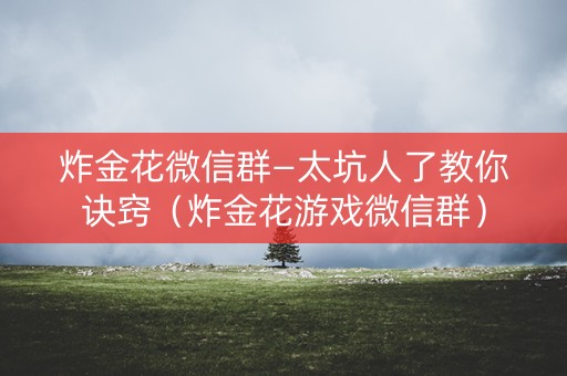 炸金花微信群—太坑人了教你诀窍（炸金花游戏微信群）