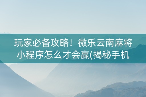 玩家必备攻略！微乐云南麻将小程序怎么才会赢(揭秘手机上赢牌的技巧)