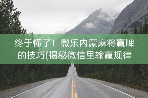 终于懂了！微乐内蒙麻将赢牌的技巧(揭秘微信里输赢规律)
