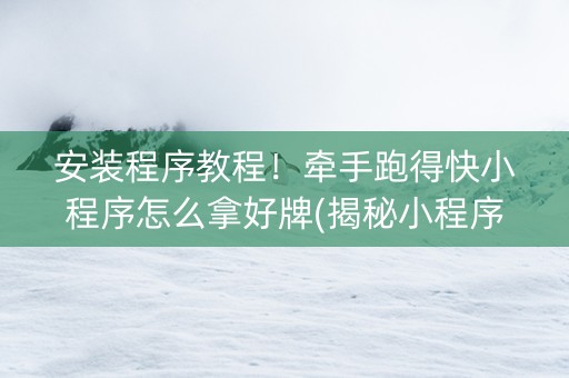 安装程序教程！牵手跑得快小程序怎么拿好牌(揭秘小程序输赢技巧)