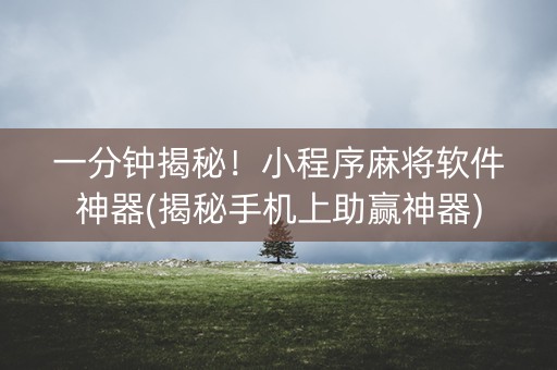 一分钟揭秘！小程序麻将软件神器(揭秘手机上助赢神器)
