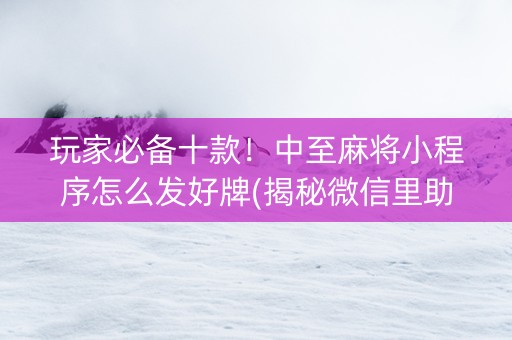 玩家必备十款！中至麻将小程序怎么发好牌(揭秘微信里助赢神器购买)