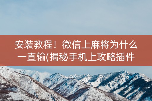 安装教程！微信上麻将为什么一直输(揭秘手机上攻略插件)