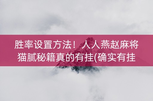 胜率设置方法！人人燕赵麻将猫腻秘籍真的有挂(确实有挂吗)