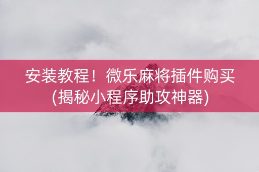安装教程！微乐麻将插件购买(揭秘小程序助攻神器)